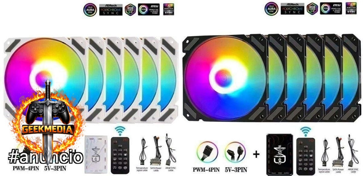 Kit 6 Fans Wovibo ARGB  Controladora