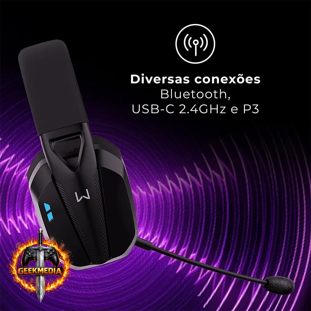 Headset Gamer Wireless Warrior PH704 Preto