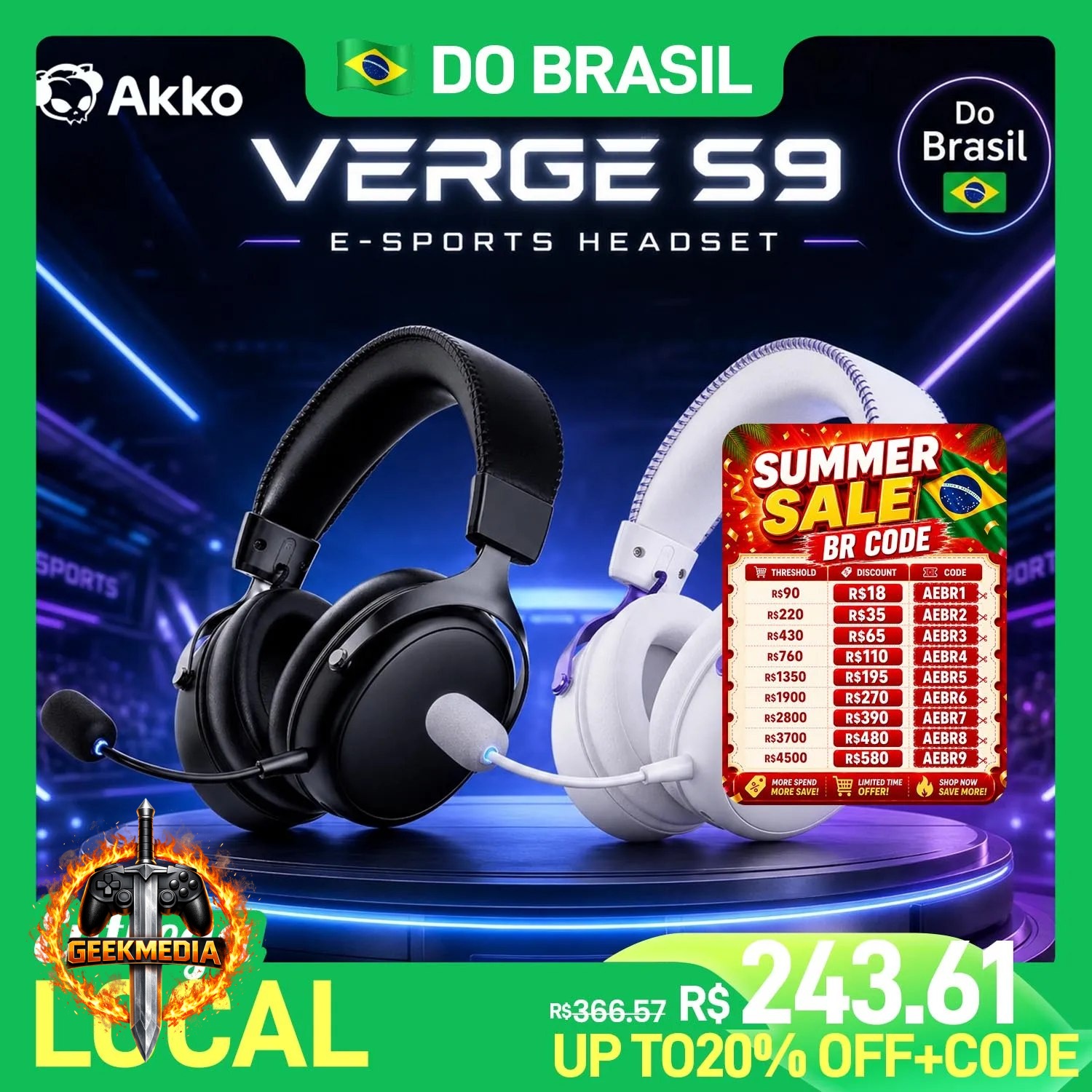 Headset AKKO Verge S9 E-Sports Quad-Mode
