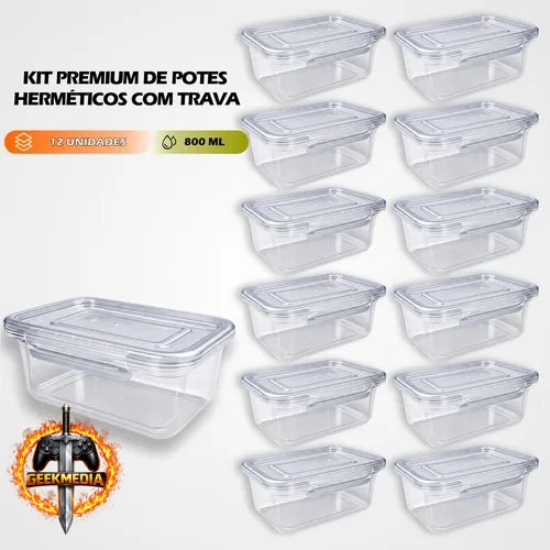 Kit 12 Marmitas 800ml Potes Trava Lateral
