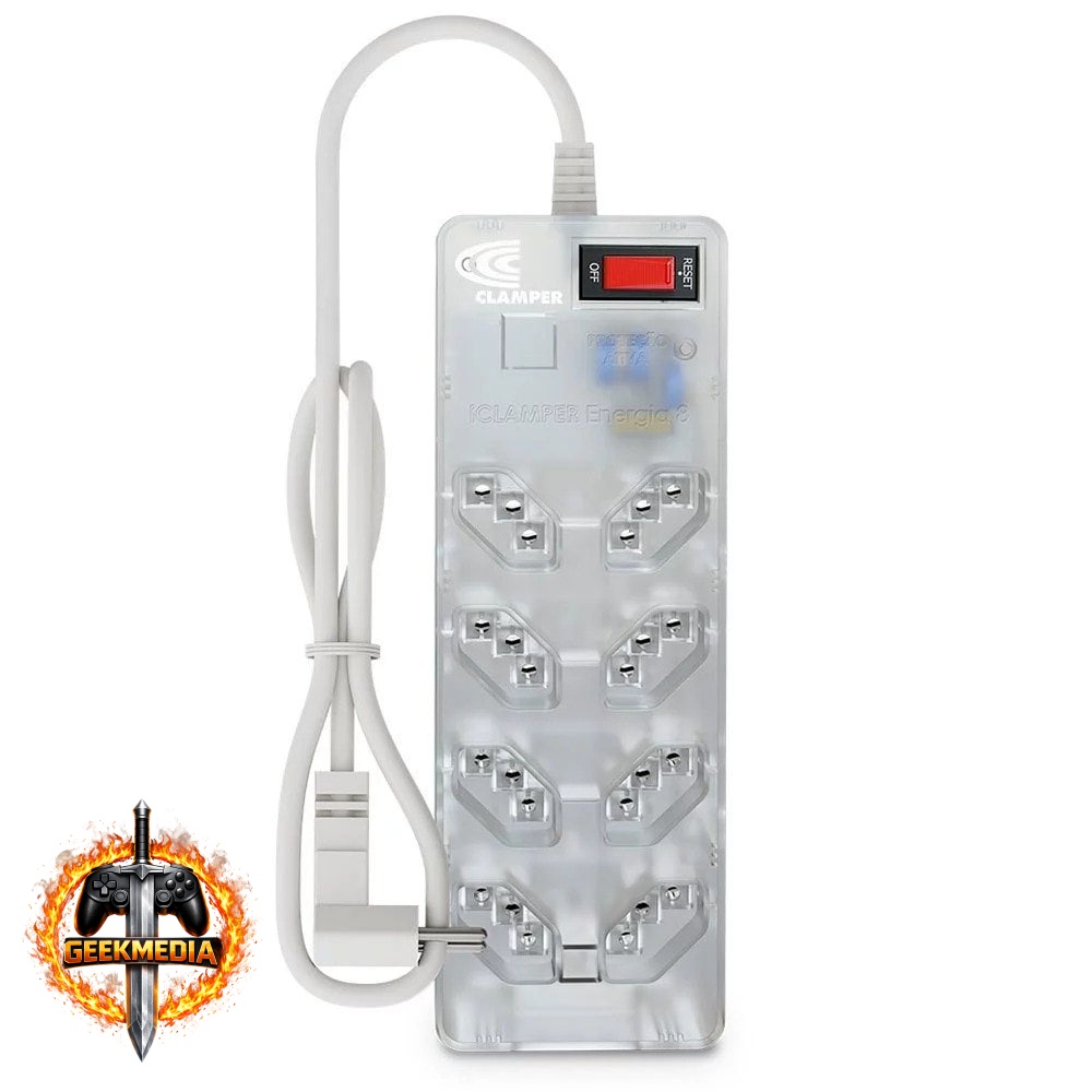 Filtro de Linha  DPS Iclamper 8 Tomadas LCF Transparente