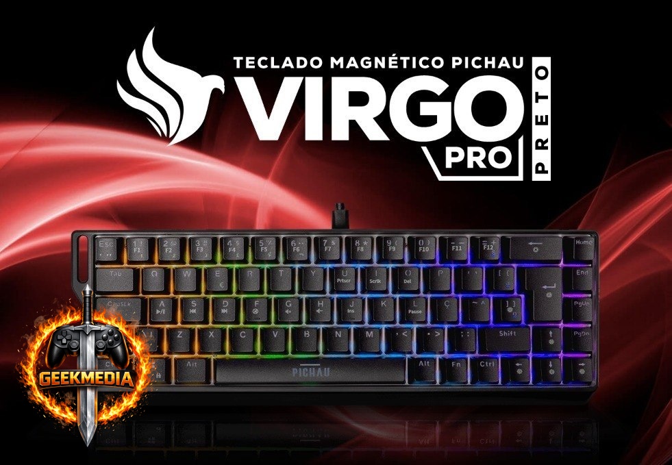 Teclado Magnético Pichau Virgo Pro ARGB Switch Vermelho Preto