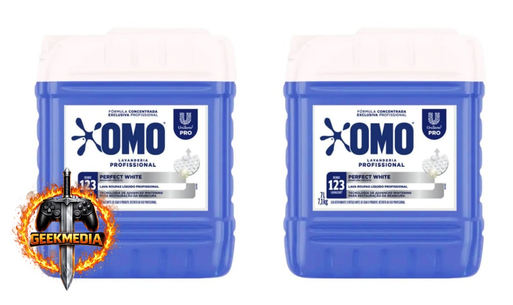 2x Lava Roupas Líquido Perfect White 7L Omo