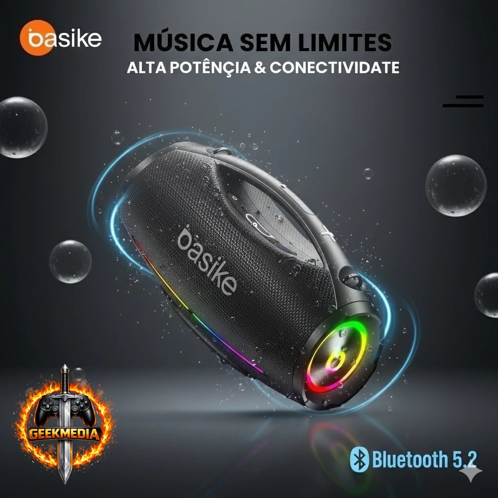 Caixa de Som Basike Boombox Plus Bluetooth 200W IPX6