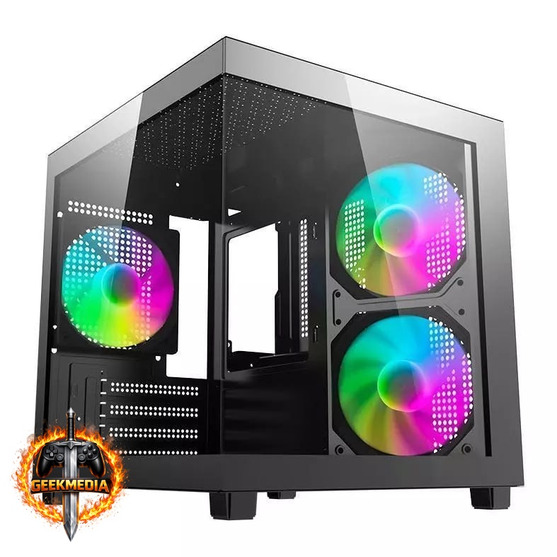 Gabinete Gamer Aquário Aigo Luna A275 Rainbow Mini-Tower