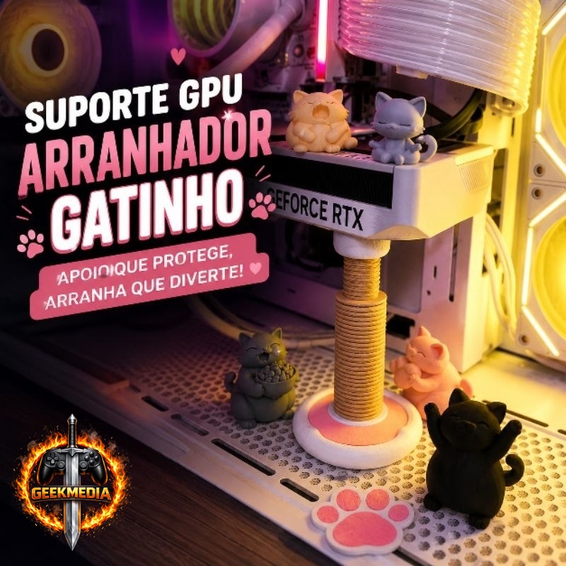 Suporte para Placa de Vídeo GPU Gatinho Fofo