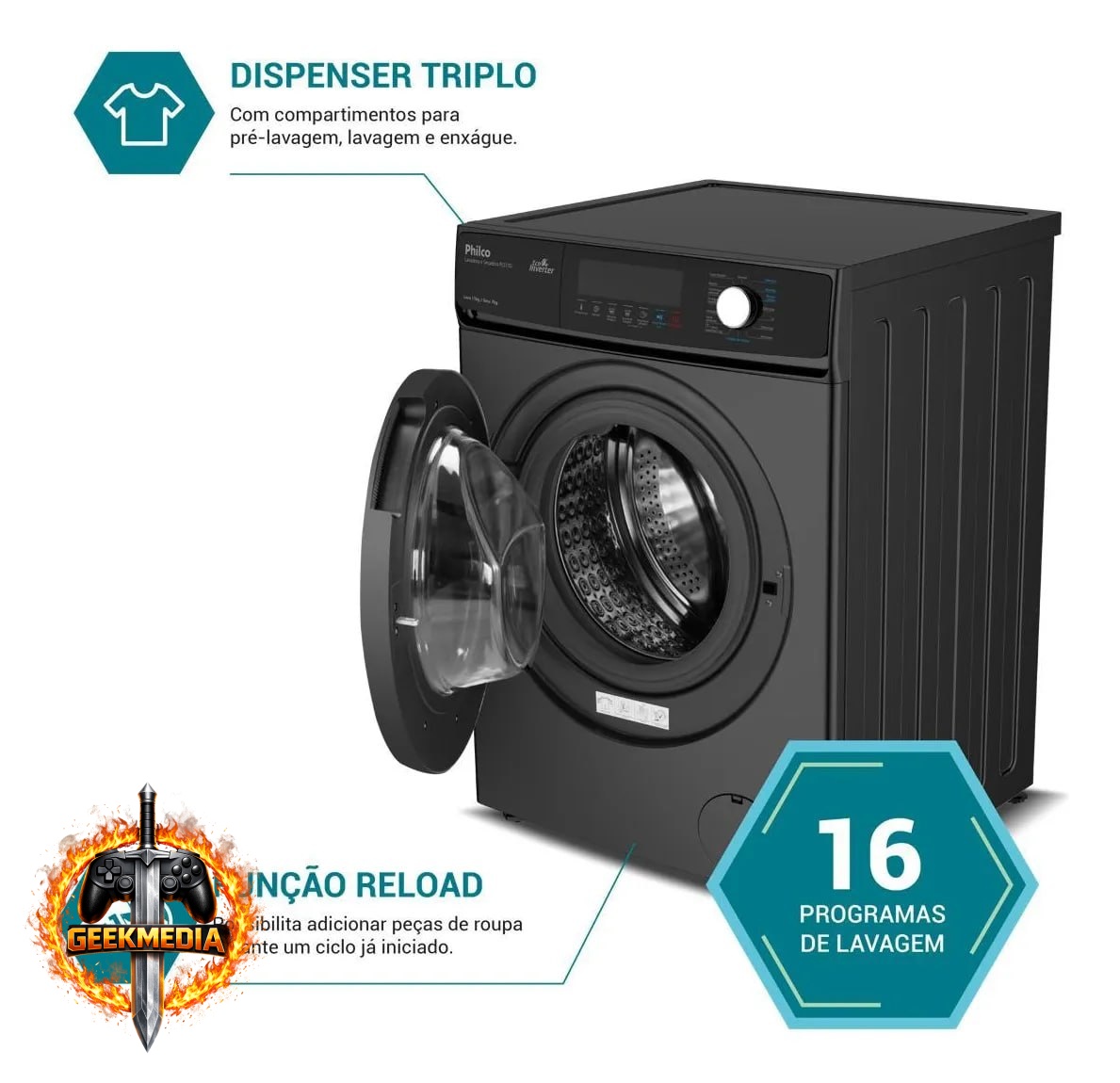Philco Lava e Seca 11kg Interver Plus - 16 Programas
