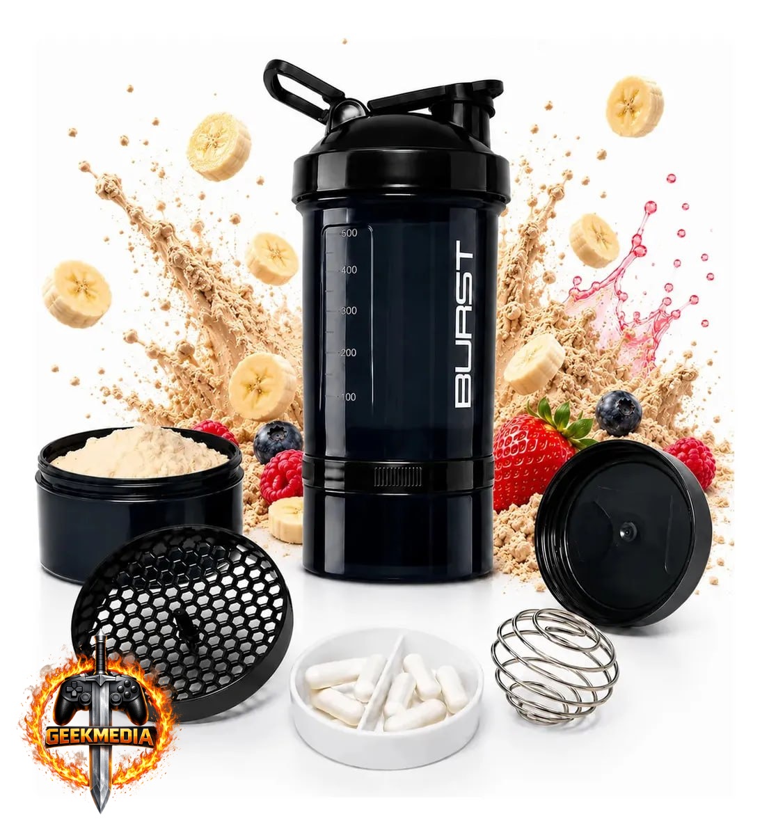 Coqueteleira Shaker Academia Compartimento 600ml