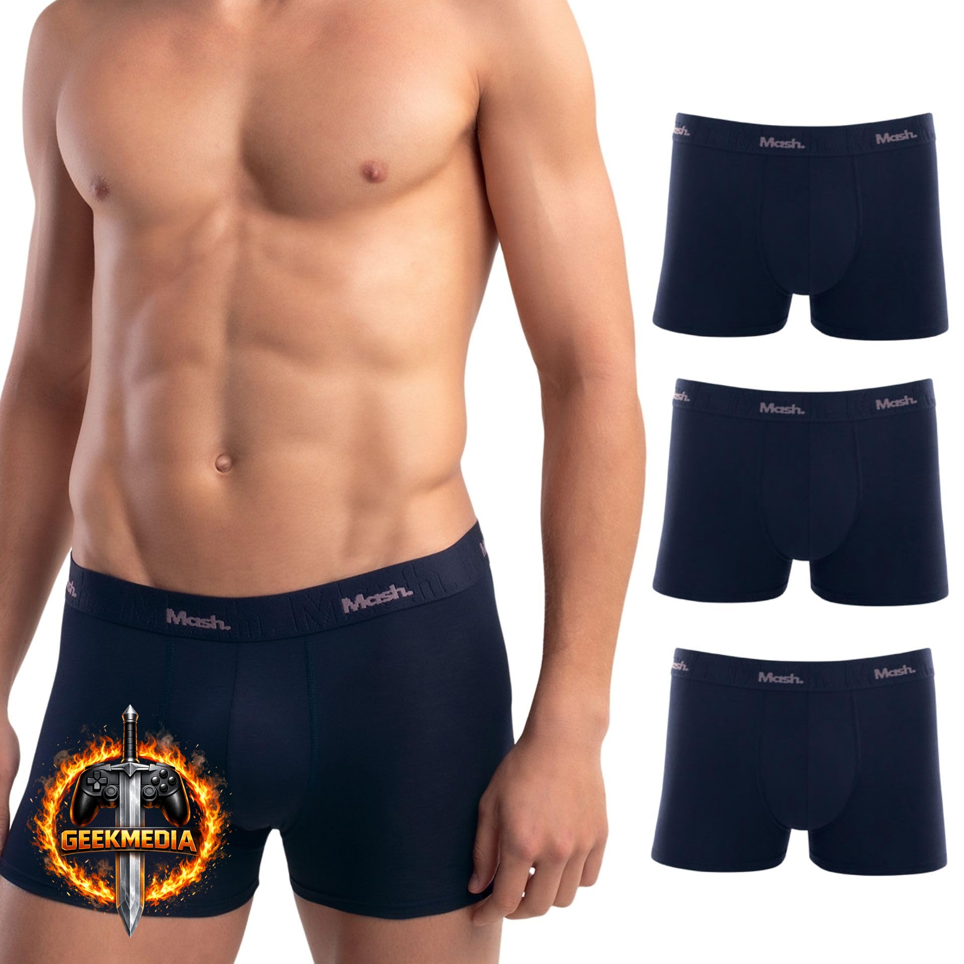 Kit 3 Cuecas Boxer Modal Mash Toque Gelado