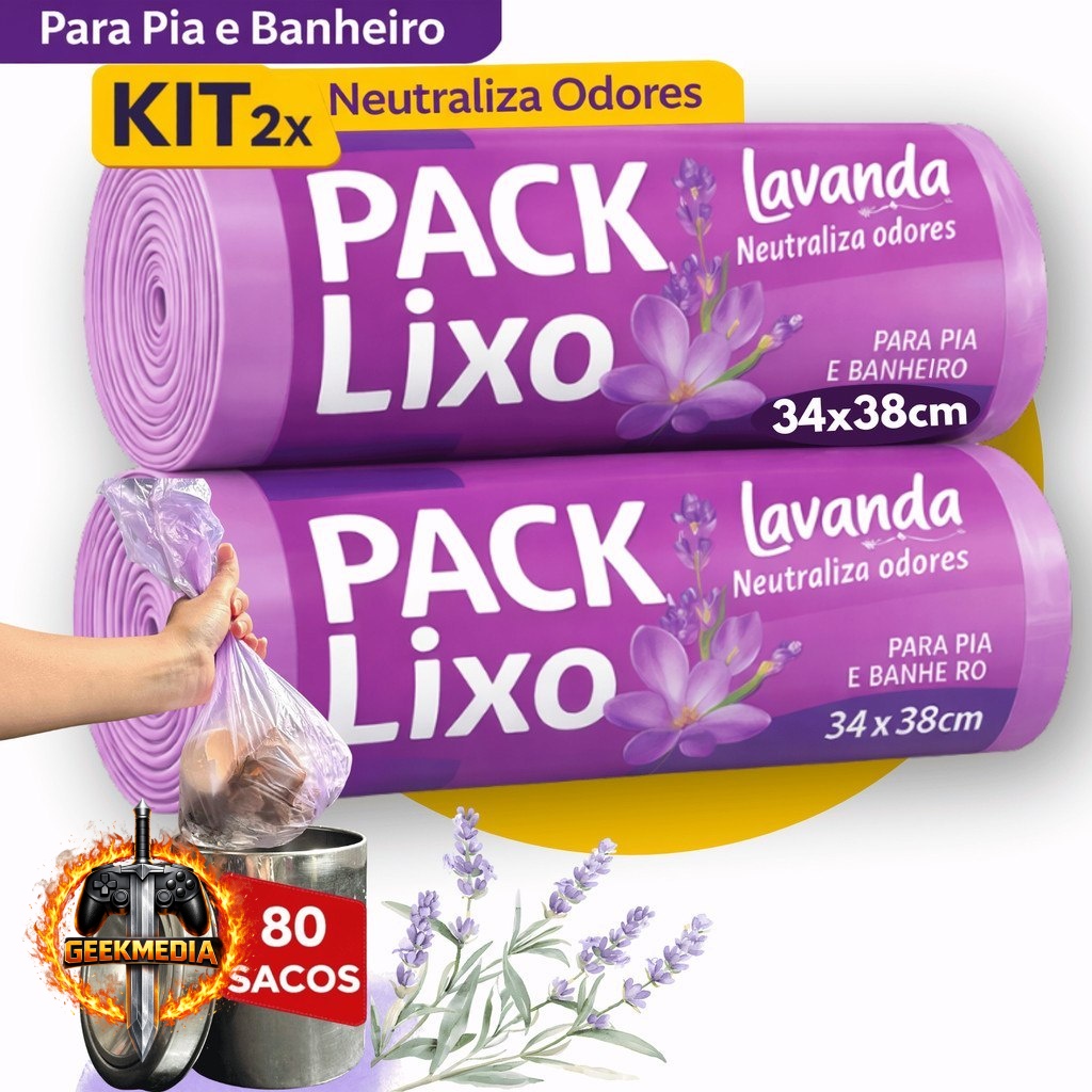 Saco de Lixo Perfumado Lavanda 34x38cm 80un