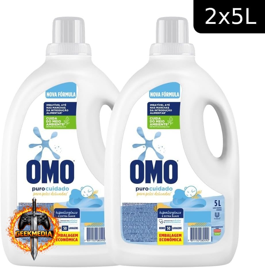 Omo Sabão Líquido Puro Cuidado 5L - Kit 2 Unidades