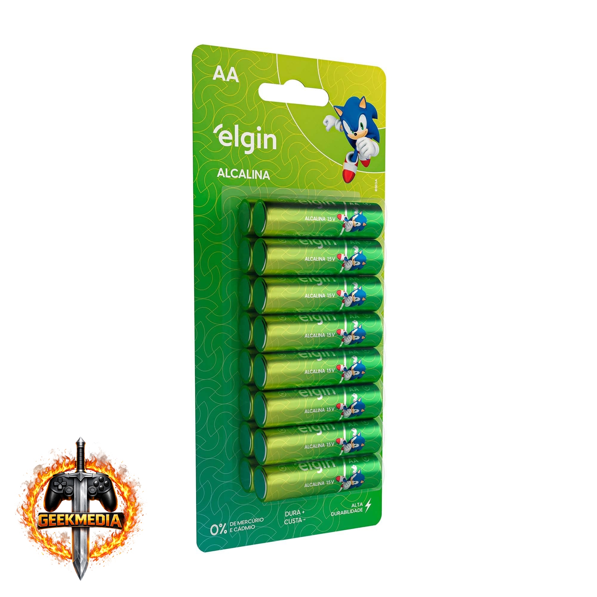 Pilha Alcalina AA Elgin Comum - 16 Unidades