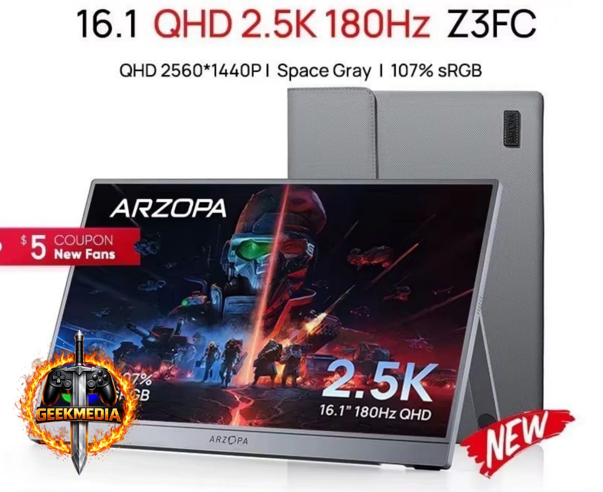 Monitor Portátil Arzopa 16.1' 2.5K 180Hz IPS