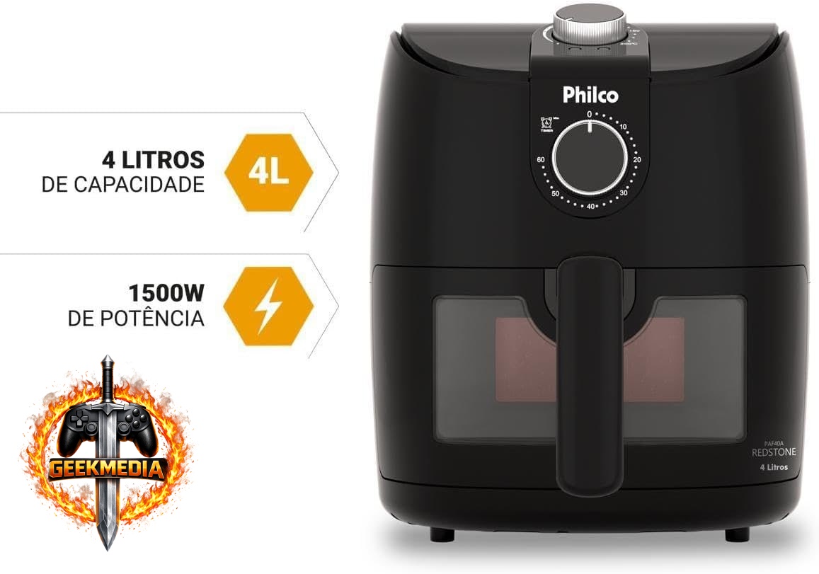 Philco Air Fryer 4L 1500W - Revestimento Redstone PAF40A