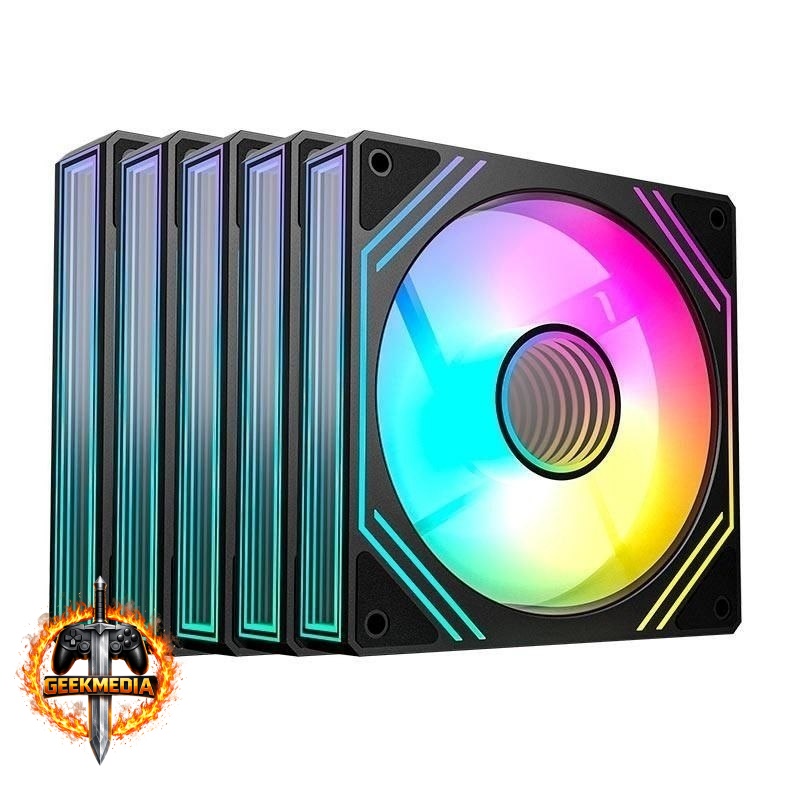 Kit Ventoinhas Acegeek Neon ARGB, 5x120mm, Preto