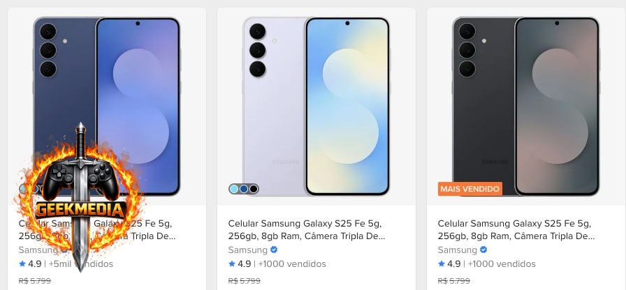 Samsung Galaxy S25 FE 5G - 256GB - Tela AMOLED