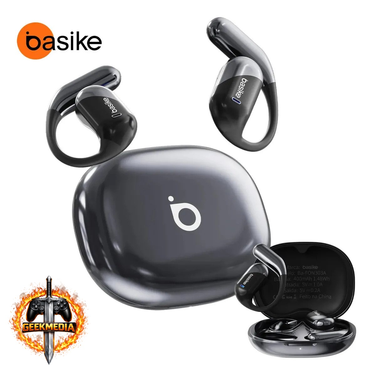 Fone de Ouvido Sem Fio Basike Bluetooth Gamer Esportivo