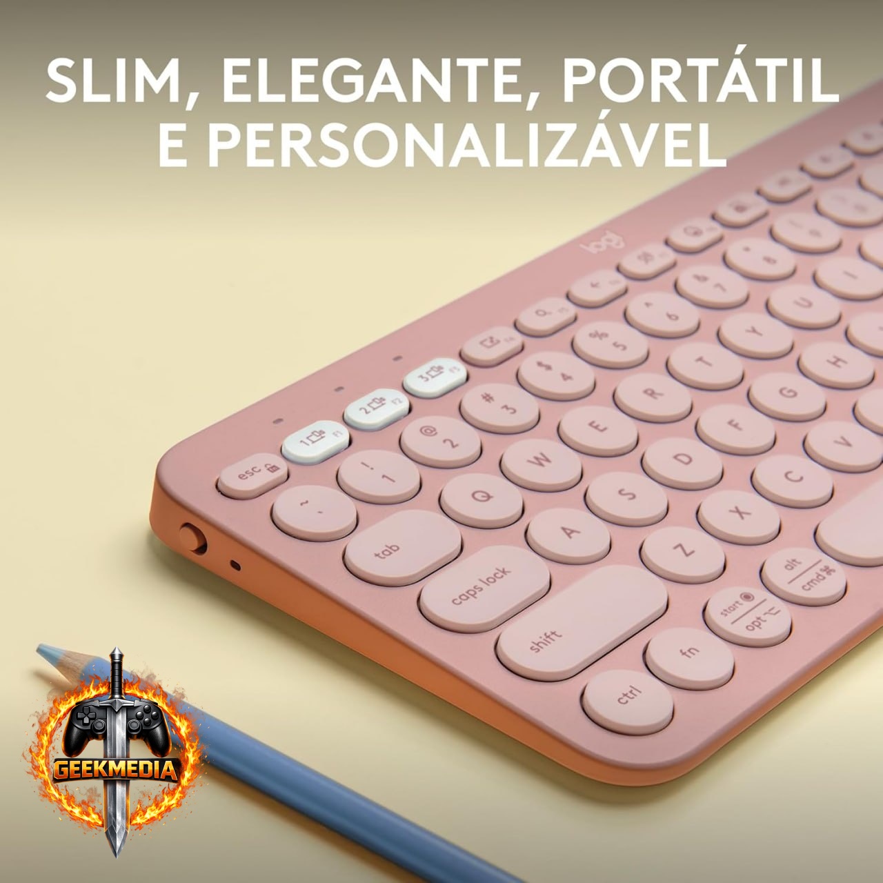 Teclado Bluetooth Logitech Pebble Keys 2 K380s - Rosa
