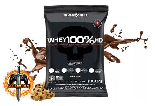 Whey 100% HD Refil 900g Black Skull Sabor Cookies