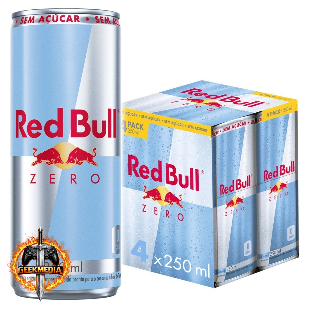 Pack 4 Latas Red Bull Energético Zero Açúcar 250ml
