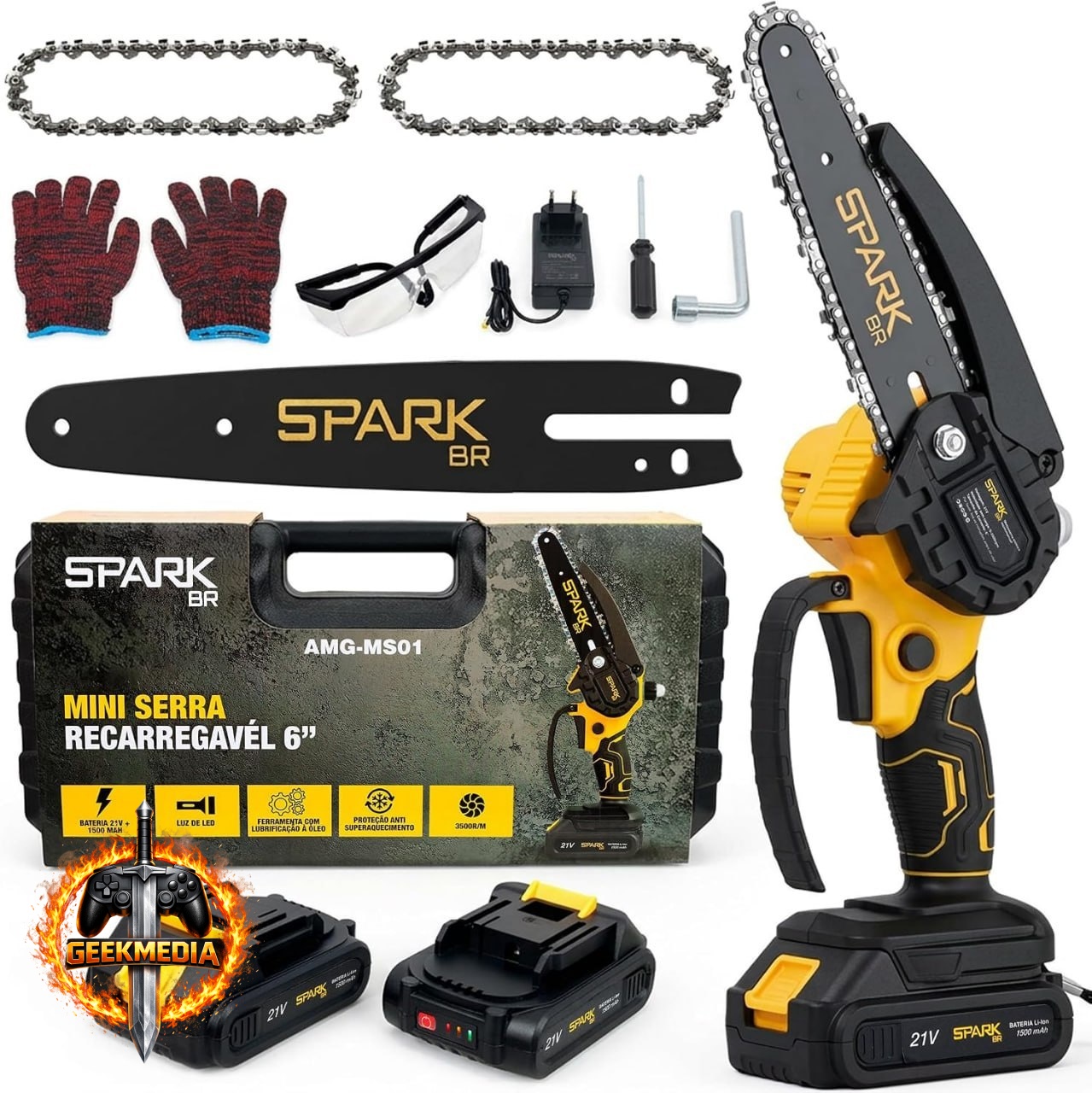 Mini Motosserra Elétrica SparkBR 6" Recarregável 21V