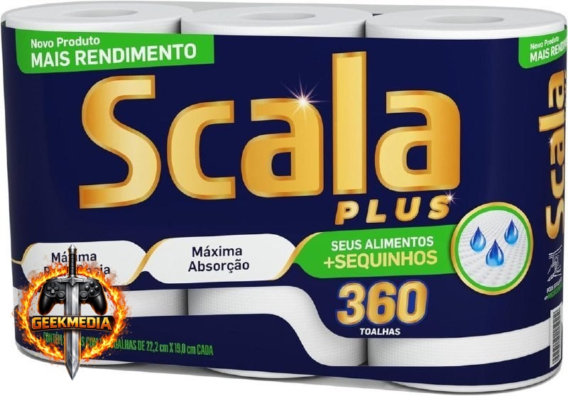Papel Toalha Scala Plus Mega, 3 Rolos