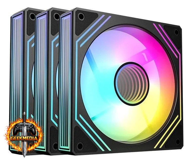 Kit Ventoinhas Acegeek Neon ARGB 3x120mm Preto