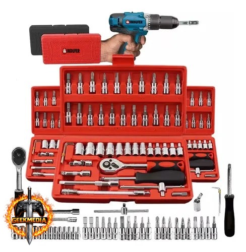 Kit Jogo De Chave Catraca Soquete 46 Peças