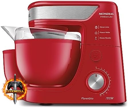 Batedeira Planetária Mondial Vermelho/Inox 700W