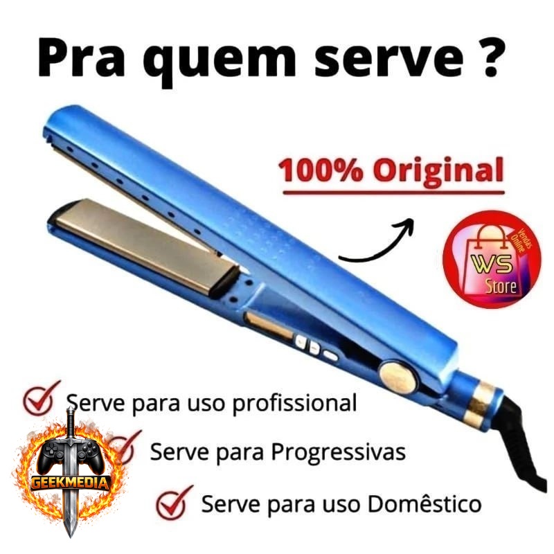 Prancha Chapinha Alisadora Profissional Nano Titanium Digital Bivolt