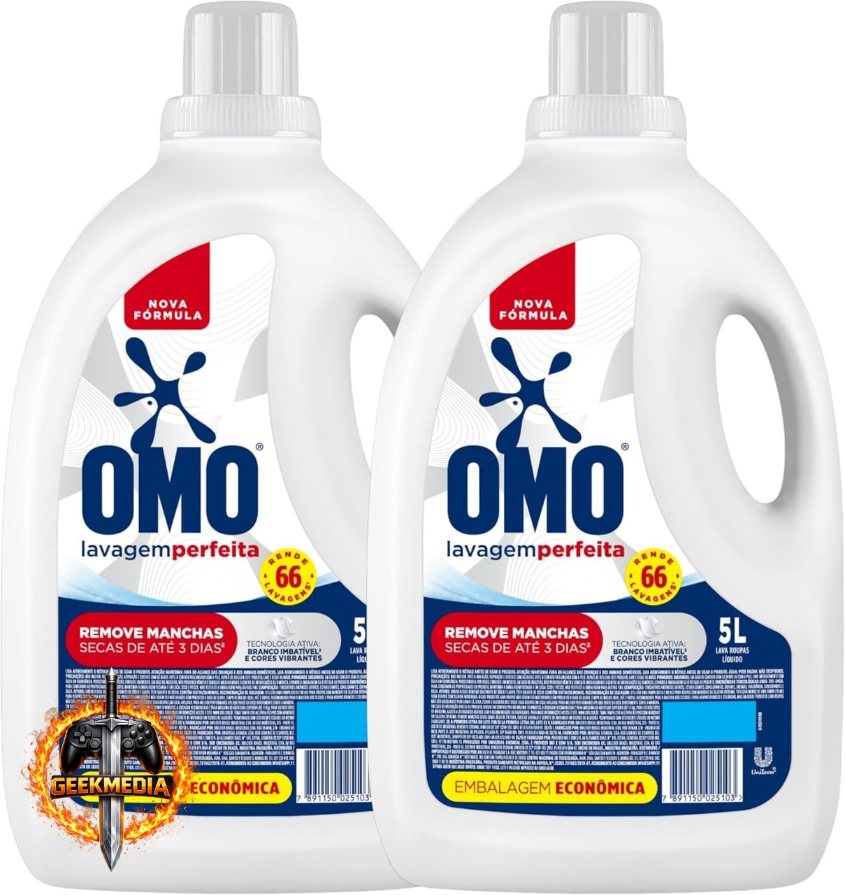 Omo Sabão Líquido 2 Unidades Lavagem Perfeita 5L