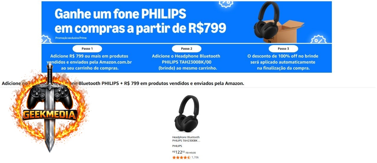 Ganhe Fone Philips em Compras na Amazon