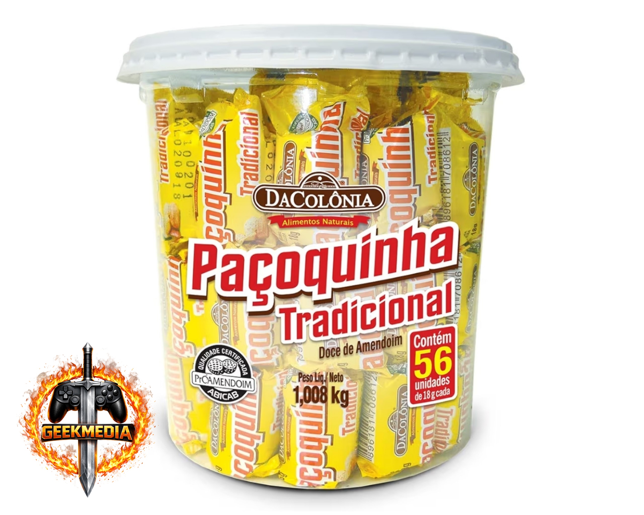 Paçoca Rolha Tradicional Dacolonia Balde 56 Unidades