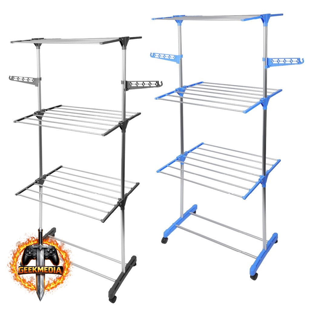 Varal Dobrável Inox Vertical Azul Preto