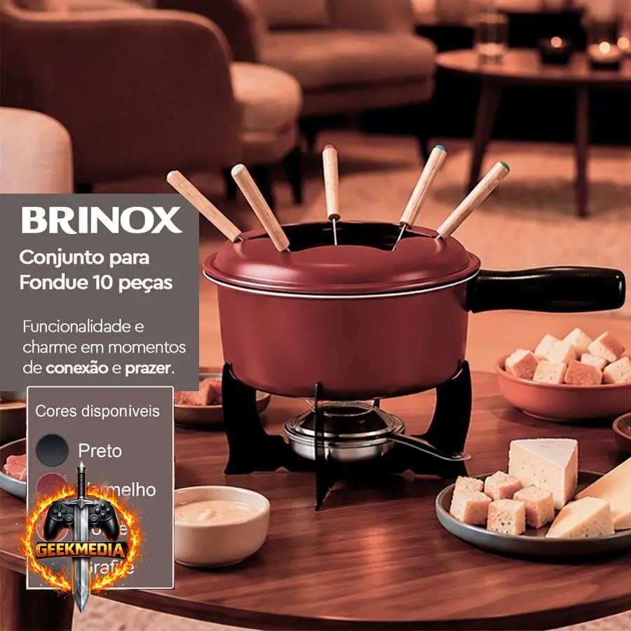 Conjunto Fondue Brinox 10 Peças 16cm 1,25L Aço Inox
