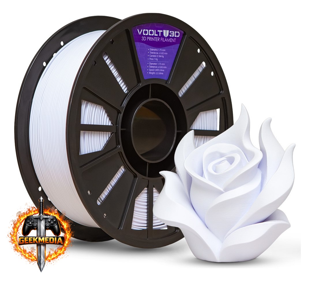 Filamento PLA Branco Velvet 1kg - Premium Voolt3D High Speed