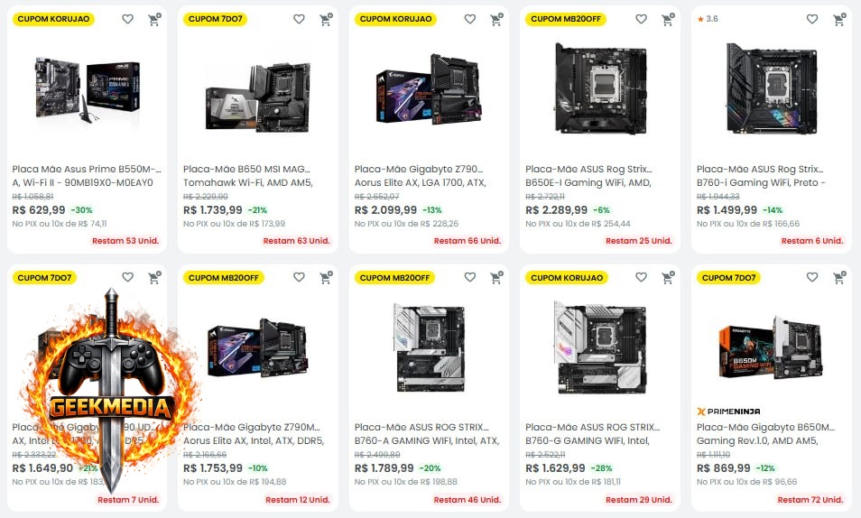 Cupom de 15% OFF em Placa Mãe KaBuM