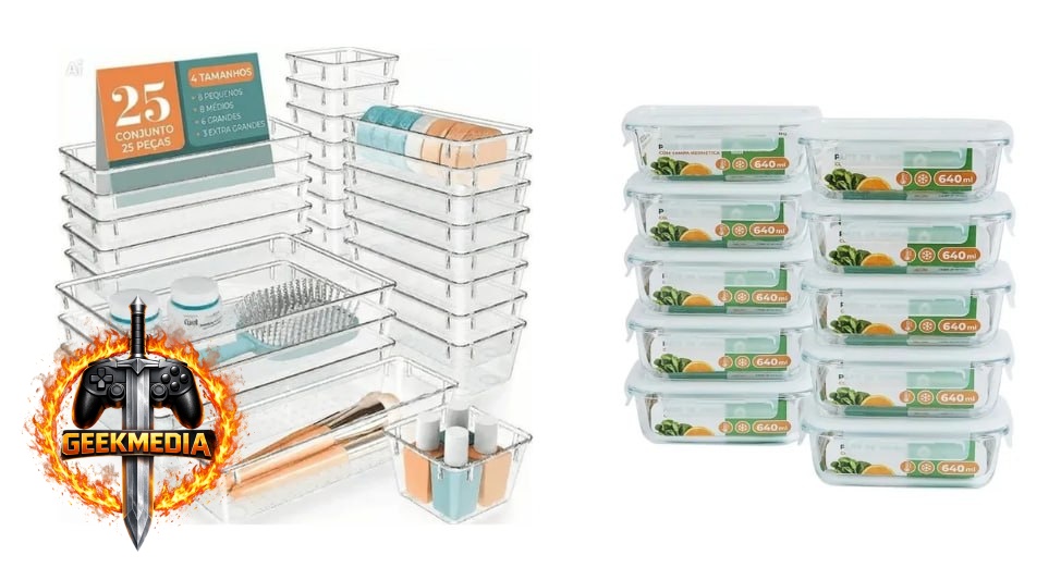 Kit 25 Caixas Acrílico Organizador