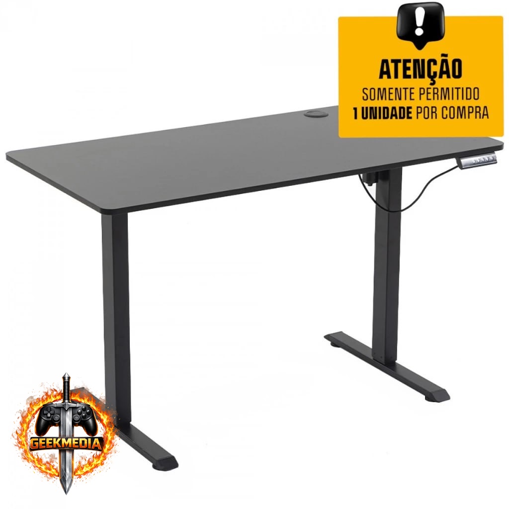 Mesa Para Escritório Dr.Office Balance, Altura Ajustável, Preta