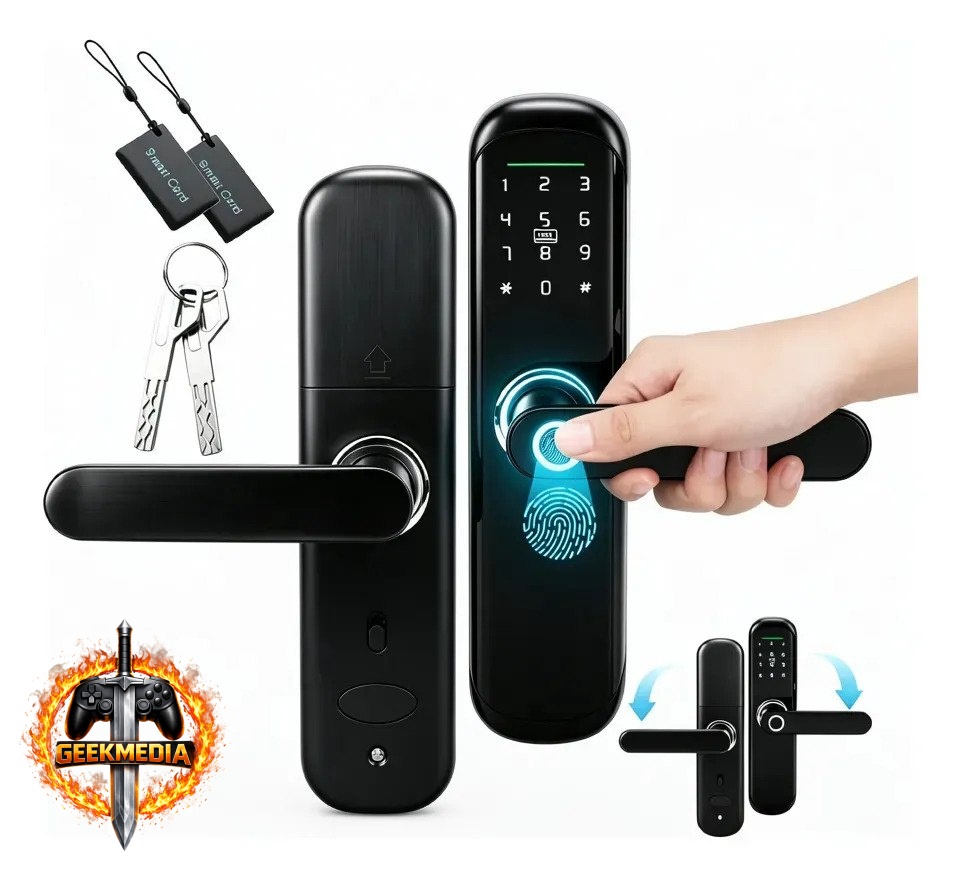 Fechadura Digital Biométrica com Senha e Cartão IC