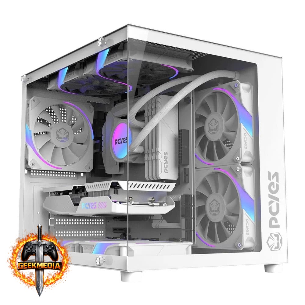 Gabinete Gamer Pcyes Forcefield Mini White Ghost - Branco