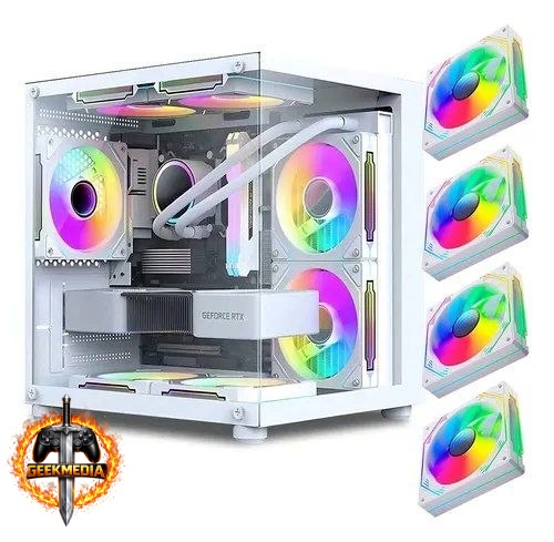 Gabinete Gamer Aquário Em Vidro Com 4 Fans Rgb