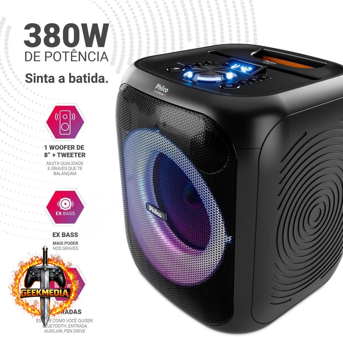 Philco PCX4800 380W - Caixa de Som Amplificada - Flash Lights