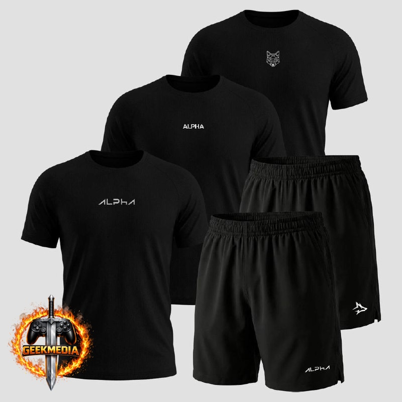 Kit 5 Peças All Black Dry - Camisetas e Bermudas