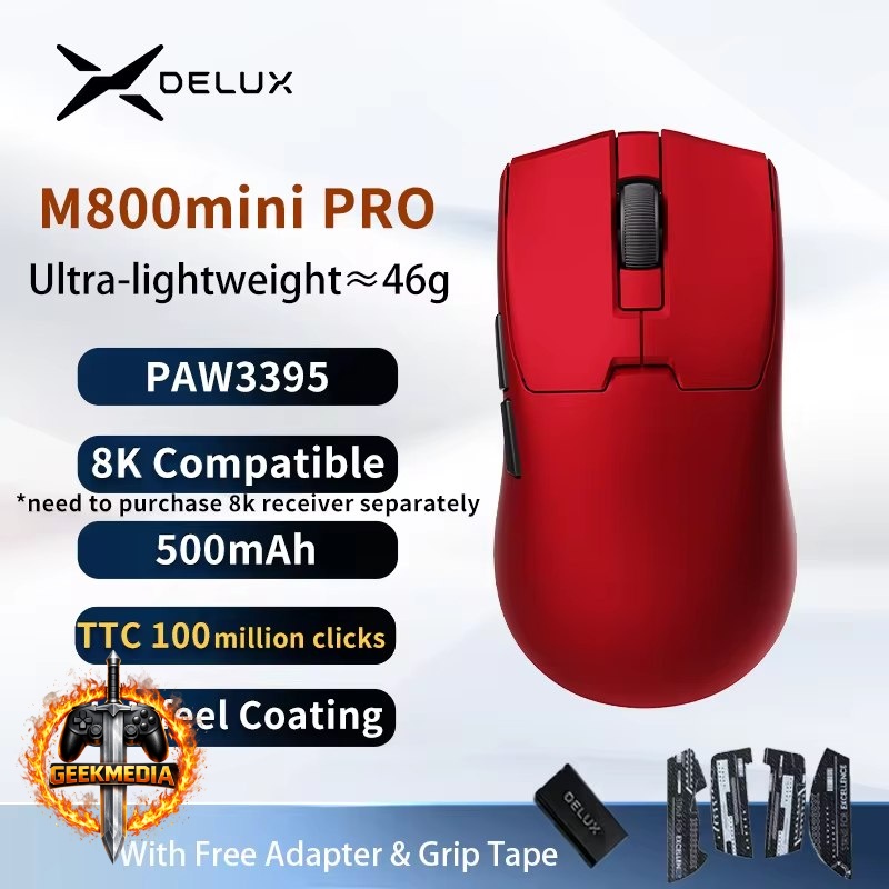 Mouse Gamer Delux M800mini PRO Sem Fio PAW3395