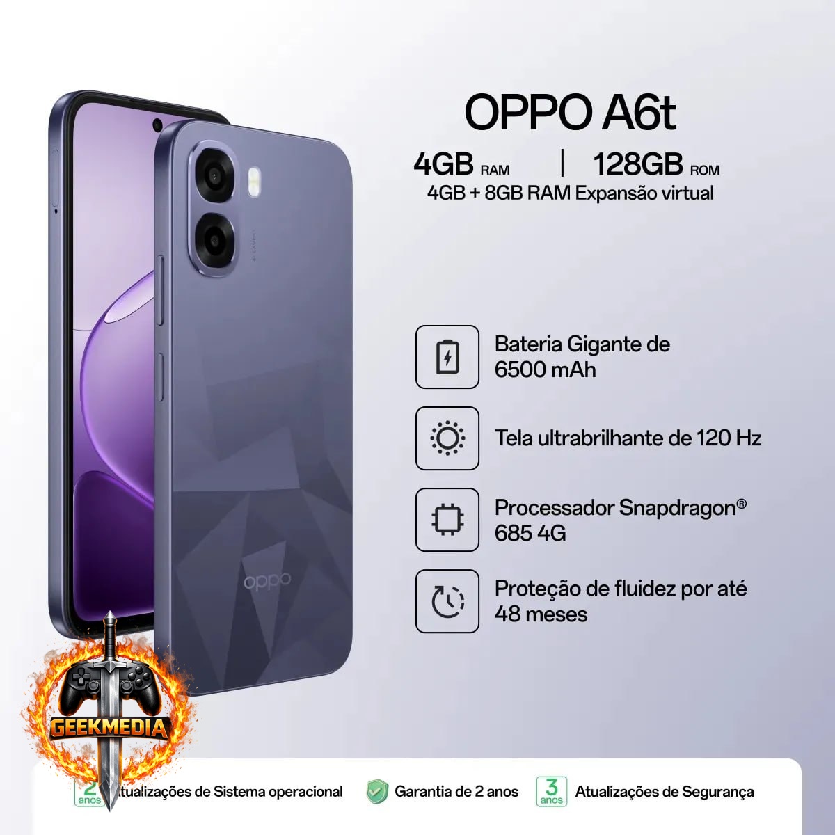 Smartphone OPPO A6t 128GB 12GB RAM - Violeta