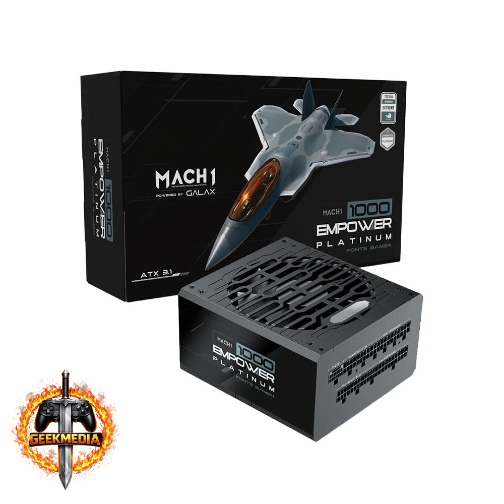 Fonte MACH1 EMPOWER, 1000W, Cybenetics Platinum, Modular, PFC Ativo