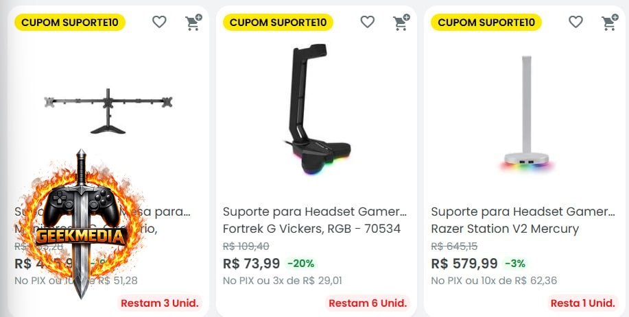 Cupom KaBuM: 10% OFF em Suportes Selecionados