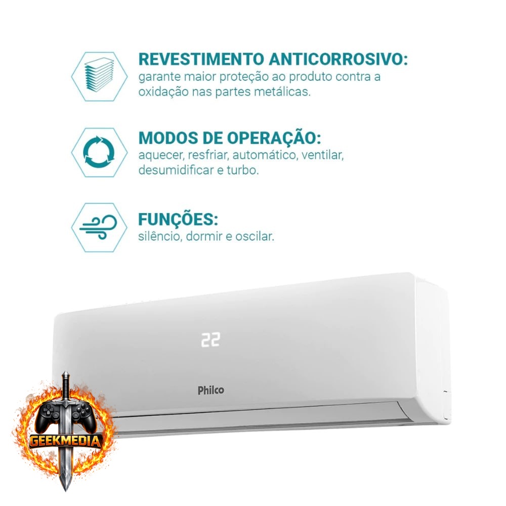 Ar Condicionado Philco 12.000 Btus Quente-frio Pac12qi 220v
