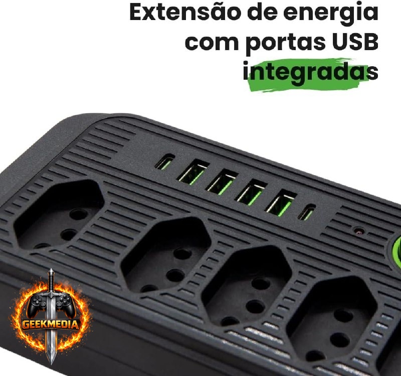Filtro de Linha 5 Tomadas  6 USB